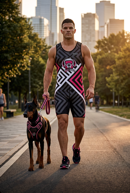 Dogs Play Singlet Bodysuit – 10 Colours | XS–5XL | Polyester
