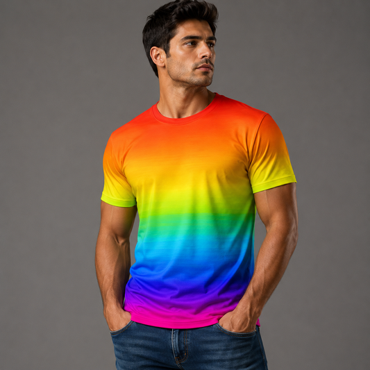 Rainbow Stripe 3D Print T-Shirt – Horzontal | S–5XL | Polyester