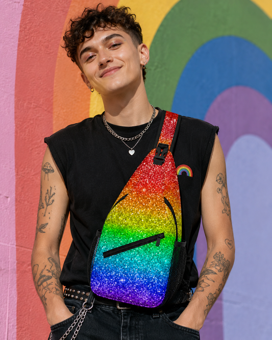 Pride Flag Stripe Sling Bag – Glitter and Smudge | Crossbody | Polyester