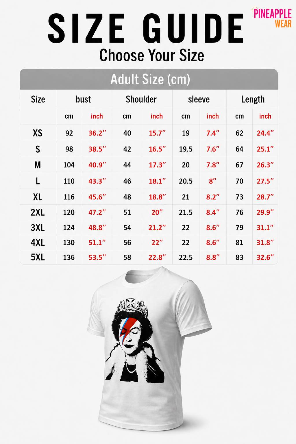 Banksy Bowie Print Tee – White | S–3XL | Cotton