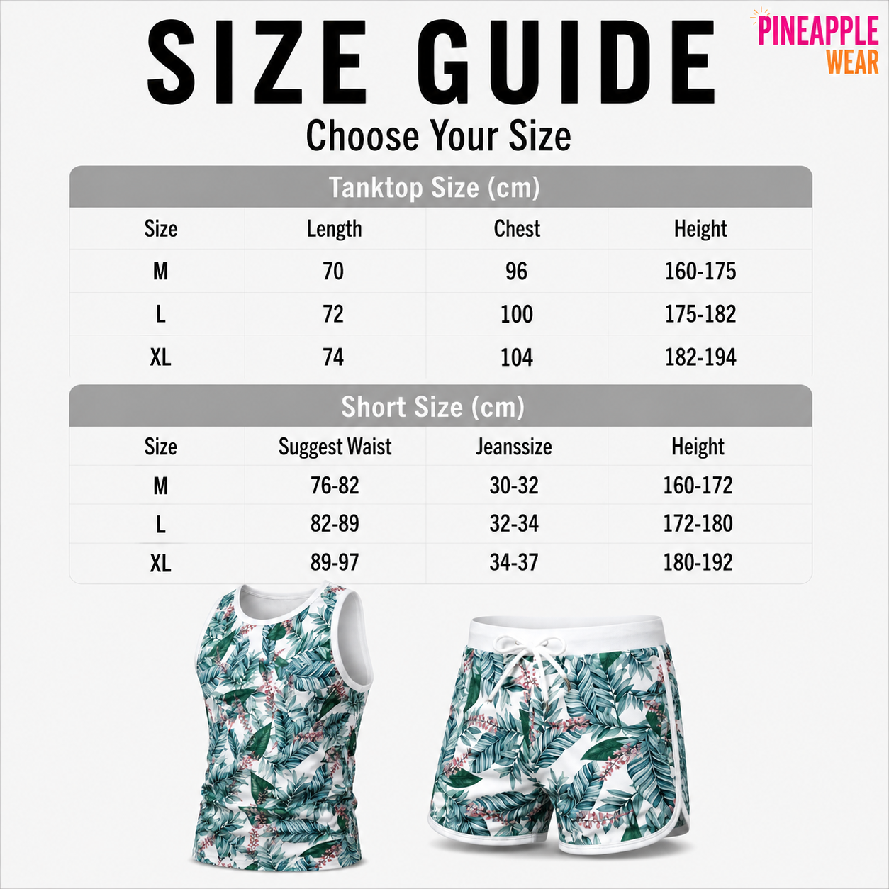 Jungle Set – Matching Tank Top & Swim Trunks | M–XL