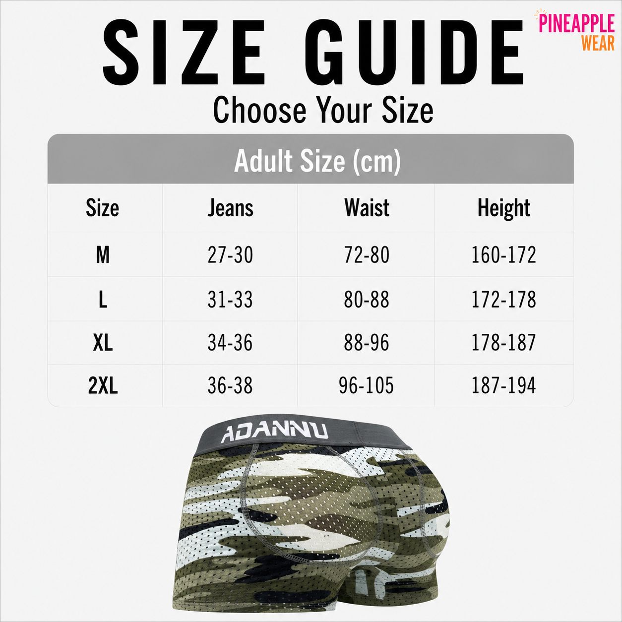 Camo Push-Up Boxer Short β 3 Colours | Mβ2XL | Nylon, Cotton & Lycra