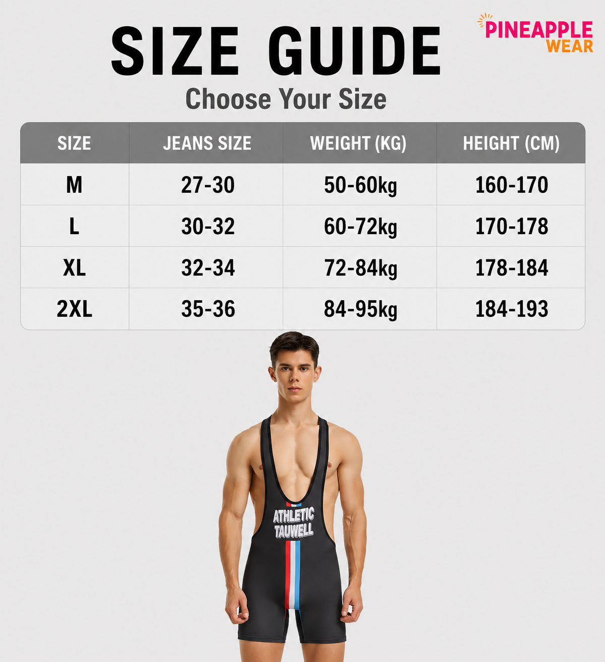 Wrestling Suit – Black & Stripe | M–2XL | Polyester & Lycra