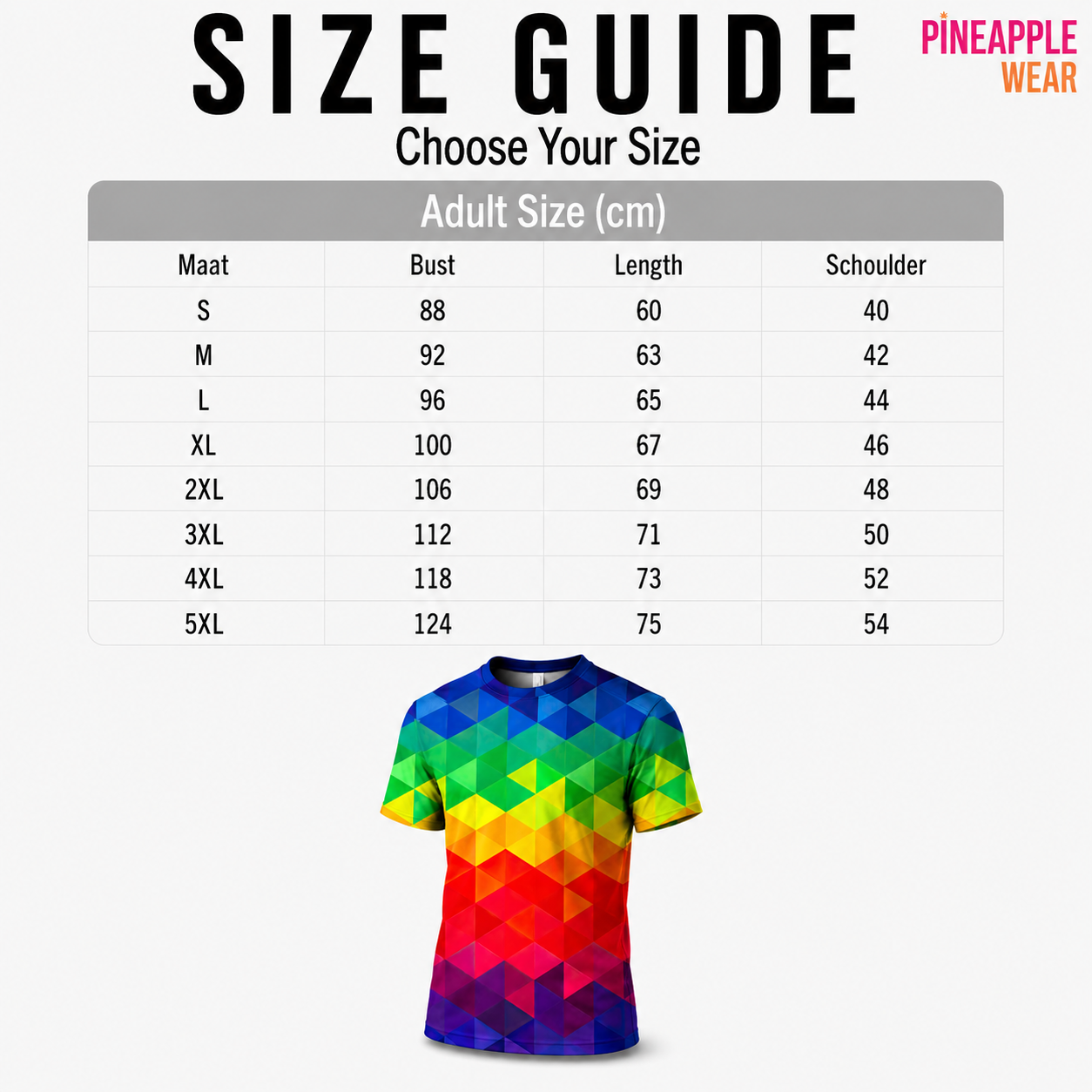 Rainbow Stripe 3D Print T-Shirt – Blocked | S–5XL | Polyester