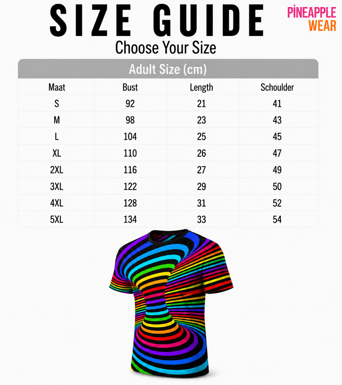 Rainbow 3D Print T-Shirt – 3 Prints | S–5XL | Polyester