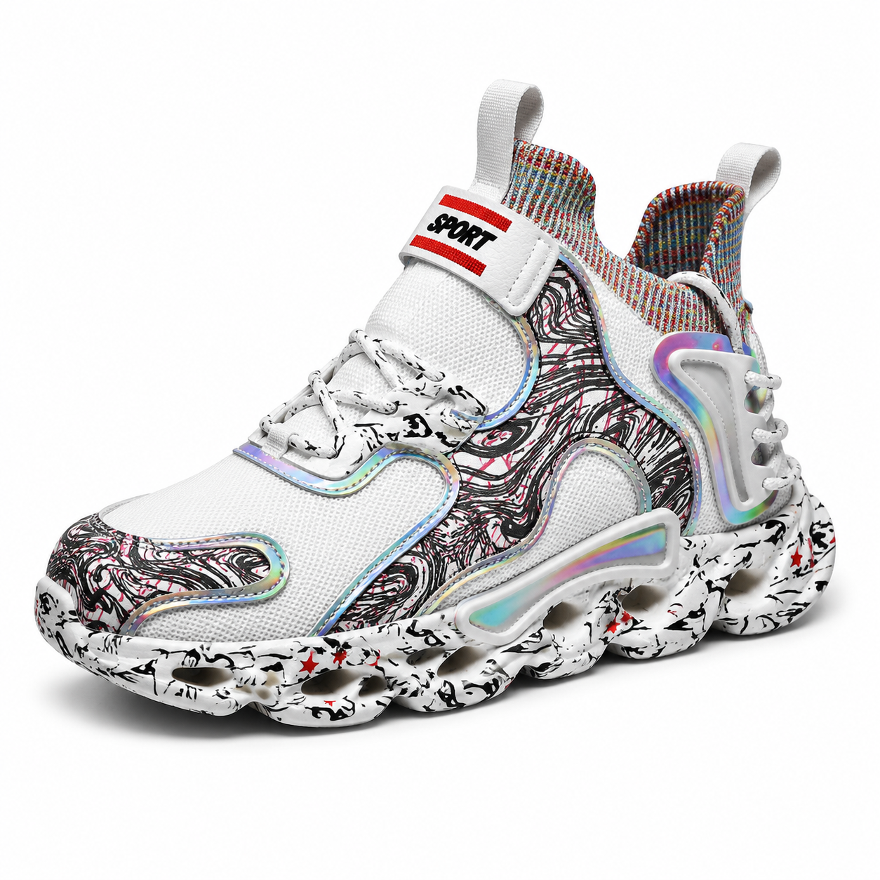 Geometric Fabric Sneaker | Premium Colourways | White | EU 39–46