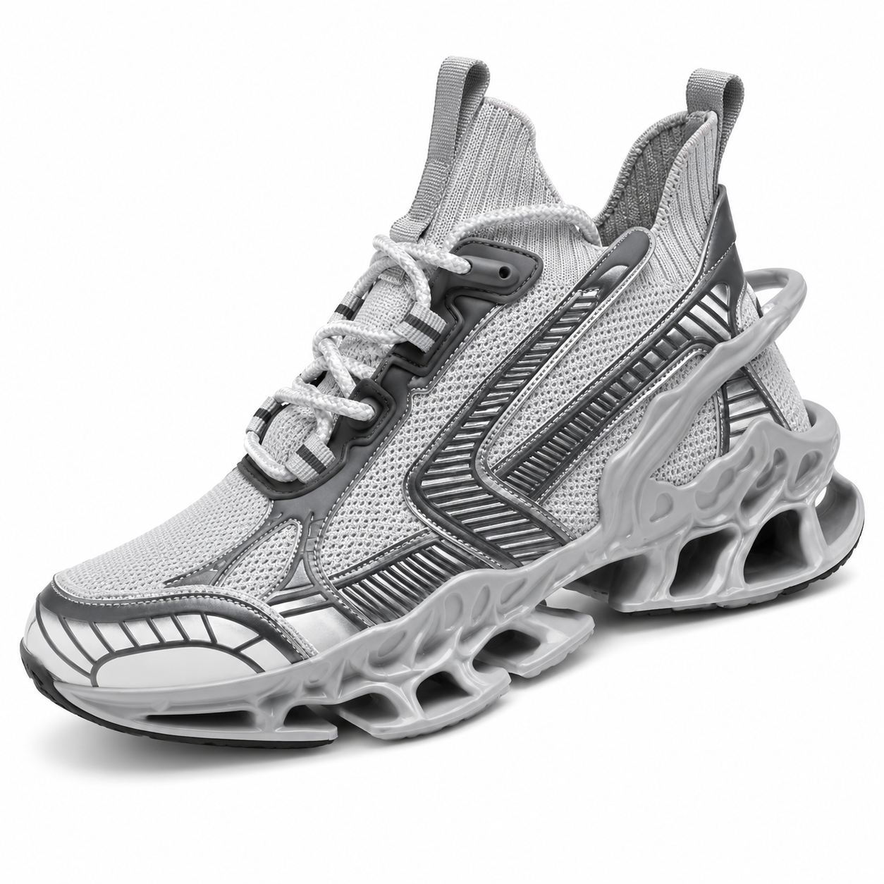 Geometric Fabric Sneaker | Premium Colourways | Silver | EU 39–46