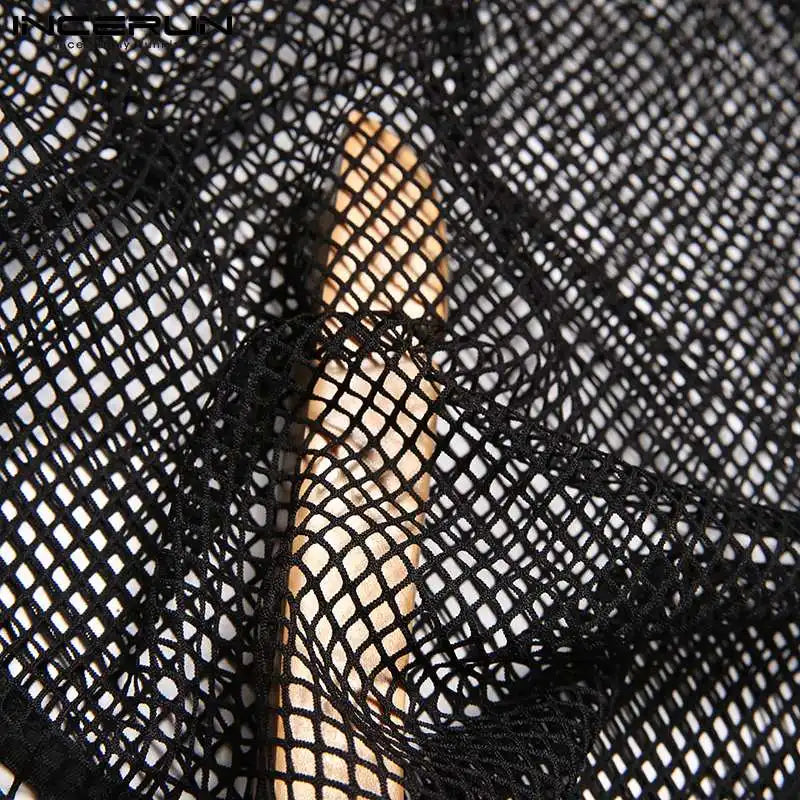 Mesh Patchwork See-Through Bodysuit β Black | Sβ5XL | Polyester & Spandex
