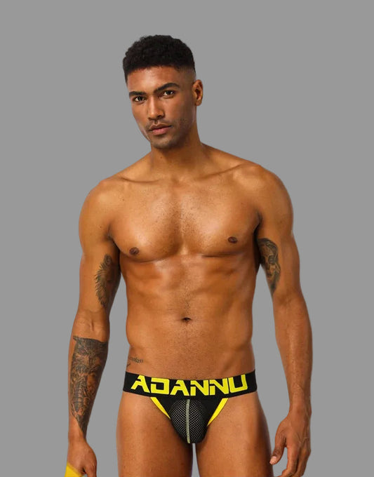 Pouch Jockstrap – Black, Blue & Yellow | M–2XL | Polyester & Mesh