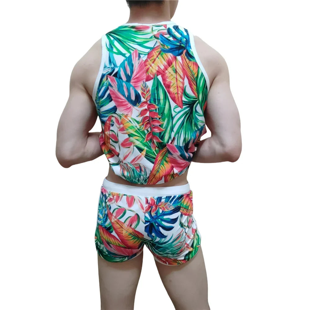 Floral Set – Matching Tank Top & Swim Trunks | M–XL