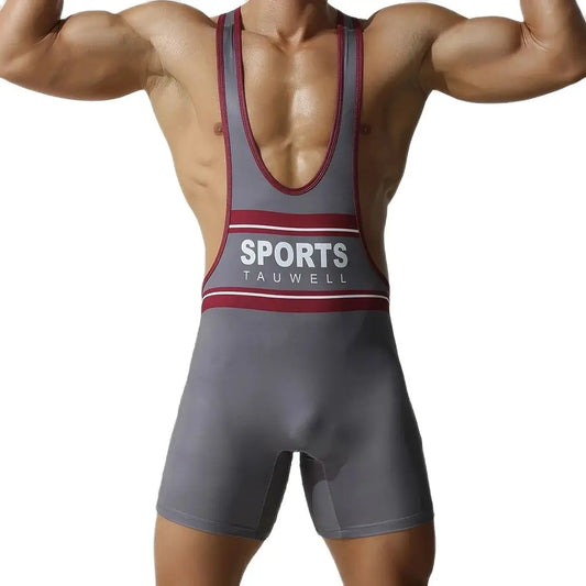Wrestling Suit – Black, Green & Grey | M–2XL | Polyester & Lycra