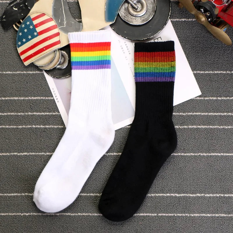 Premium Combed Cotton Crew Socks – Black & White | One Size 38–44 | Towel Sole