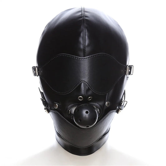Premium Leather Cap with Eye Mask & Mouth Gag – 3-Piece Set | One Size