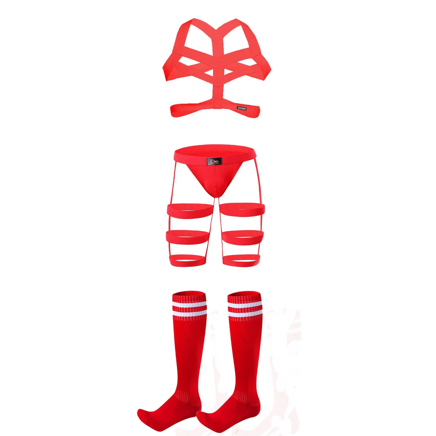 Jockstrap & Thigh Harness Set – Black, Black/White, White & Red | One Size