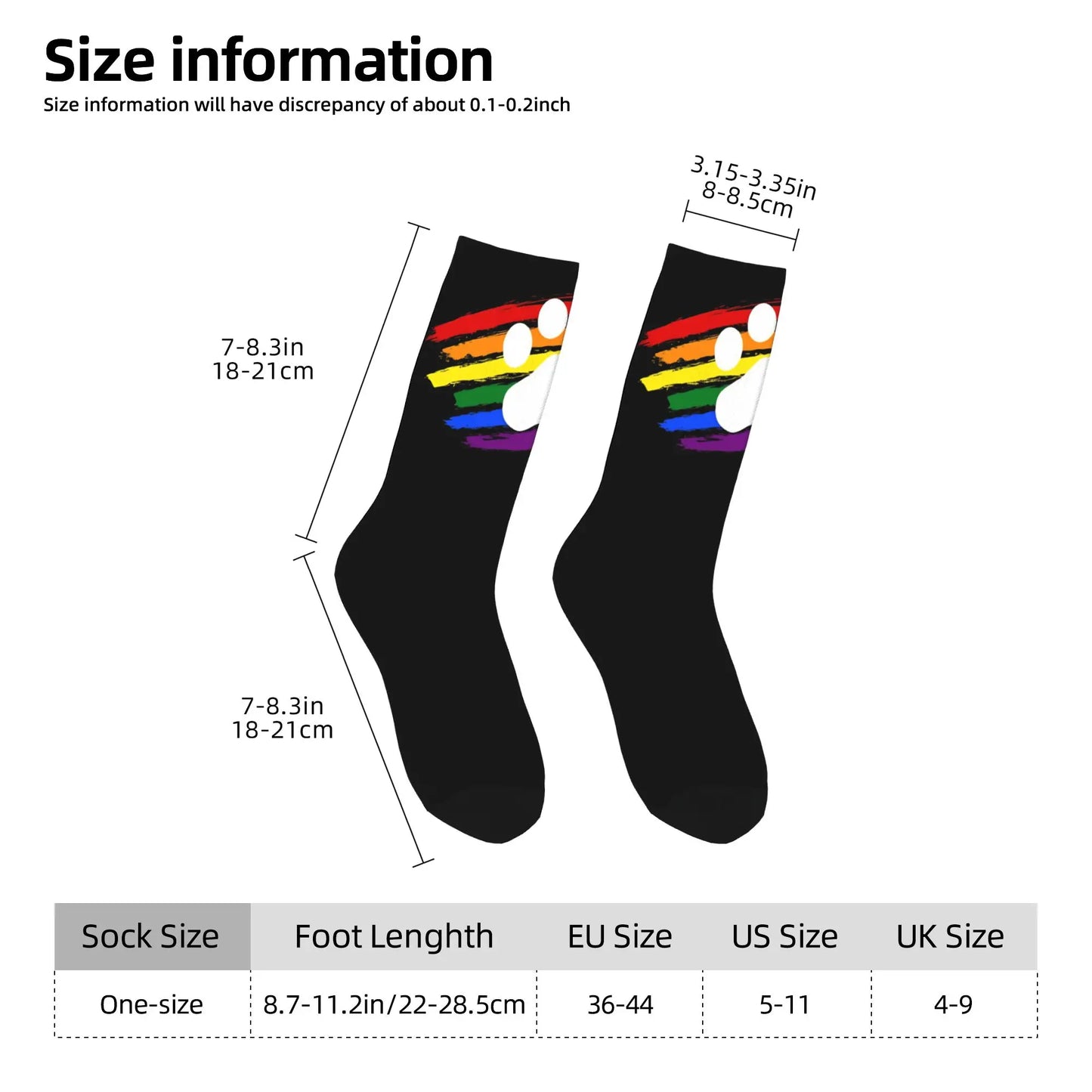 Puppy Paw Print Crew Socks – Black & White | One Size | Polyester