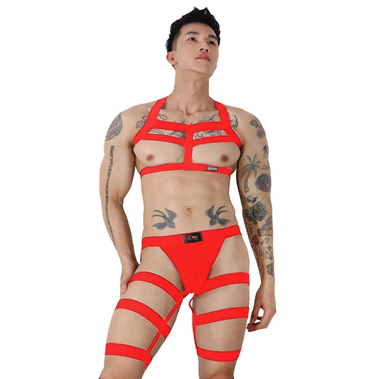 Jockstrap & Thigh Harness Set – Black, Black/White, White & Red | One Size
