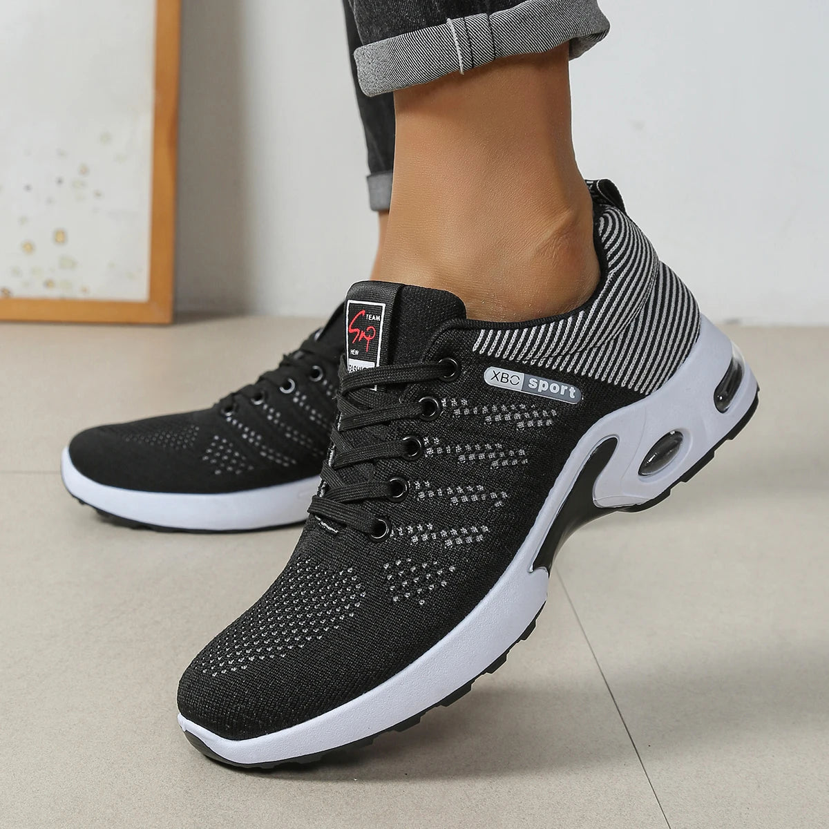 Breathable Lace-Up Sneakers | Black | EU 39β45