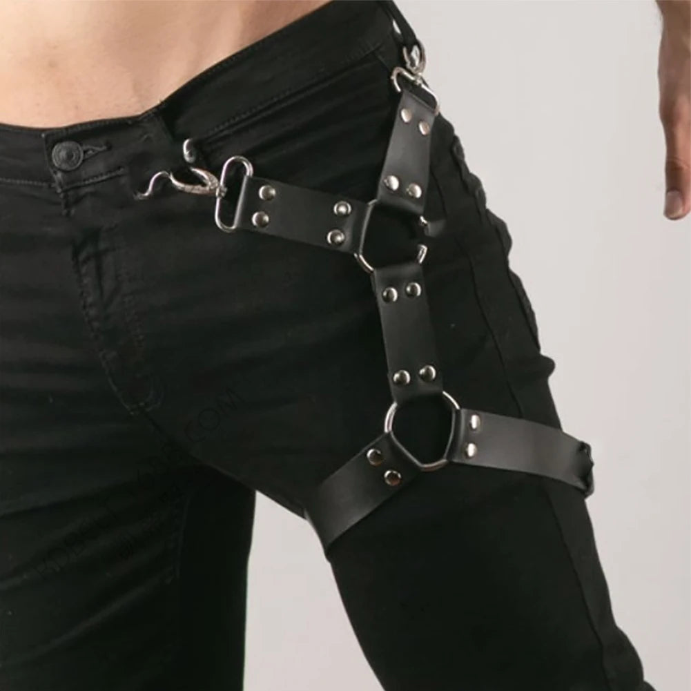 Handmade Upper Leg Harness β Artisan Crafted Thigh Strap | Black | One Size