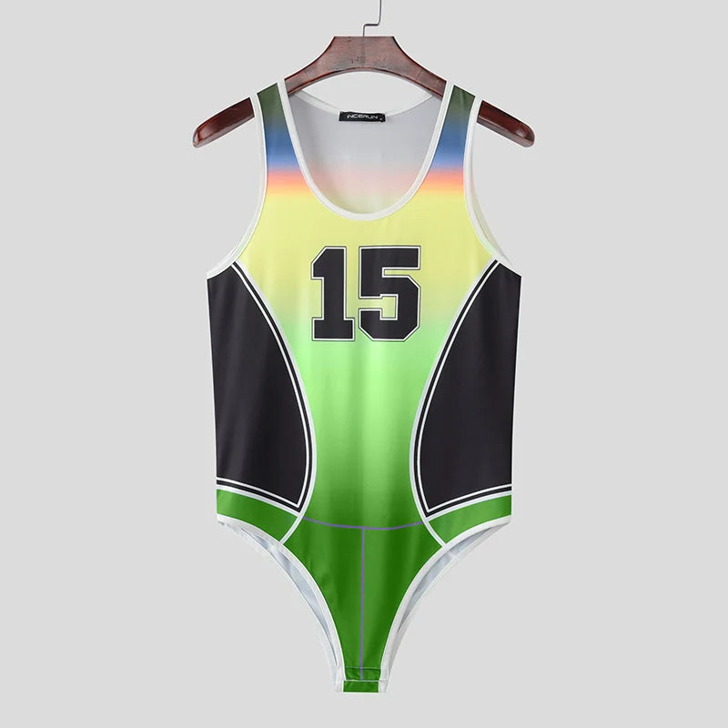 Sleeveless Bodysuit β Purple, Blue & Green | Sβ5XL | Polyester & Lycra