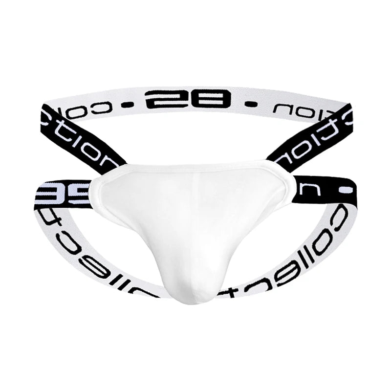 Caution Jockstrap – Black, White & Gray | M–2XL | Cotton & Lycra