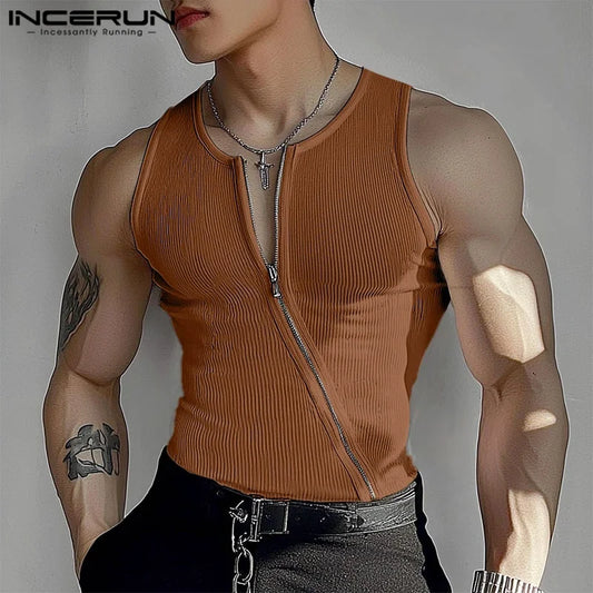 Solid Colour Knitted Tank Top | O-Neck | 3 Colours | S–3XL