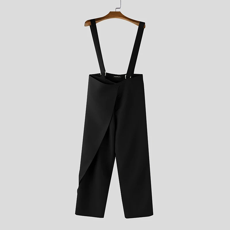 INCERUN Men's Sleeveless Strap Jumpsuit – Loose Irregular Overalls Streetwear | S–5XL