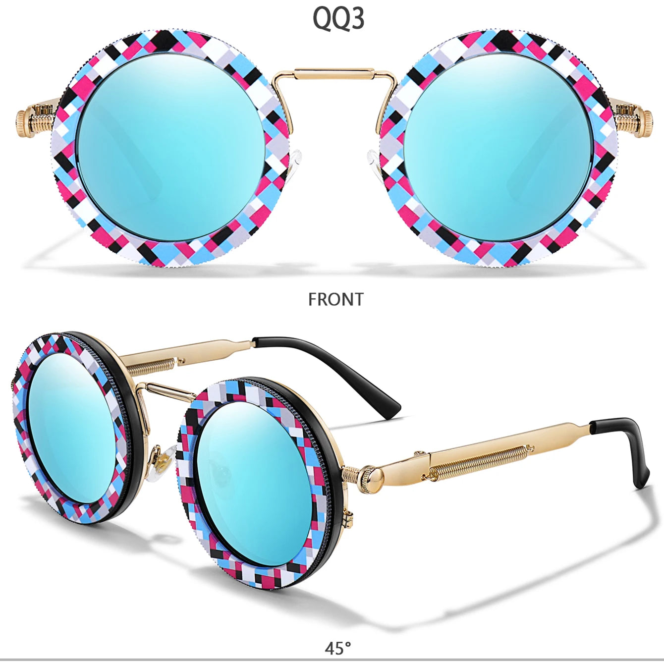 Round Steampunk Sunglasses – UV400 | 10 Colours | Metal Frame
