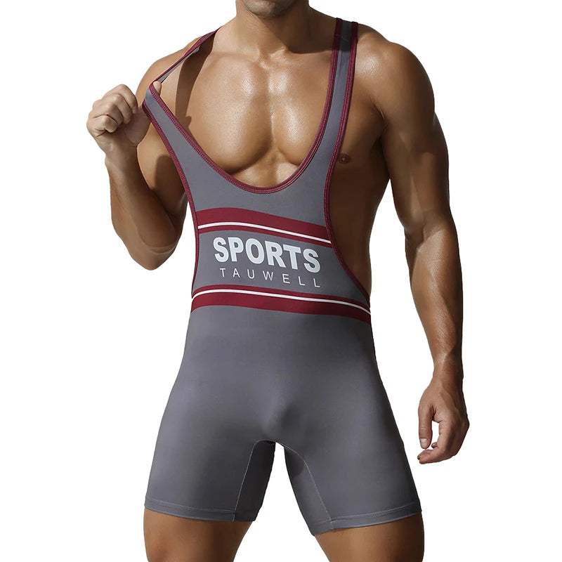Wrestling Suit – Black, Green & Grey | M–2XL | Polyester & Lycra