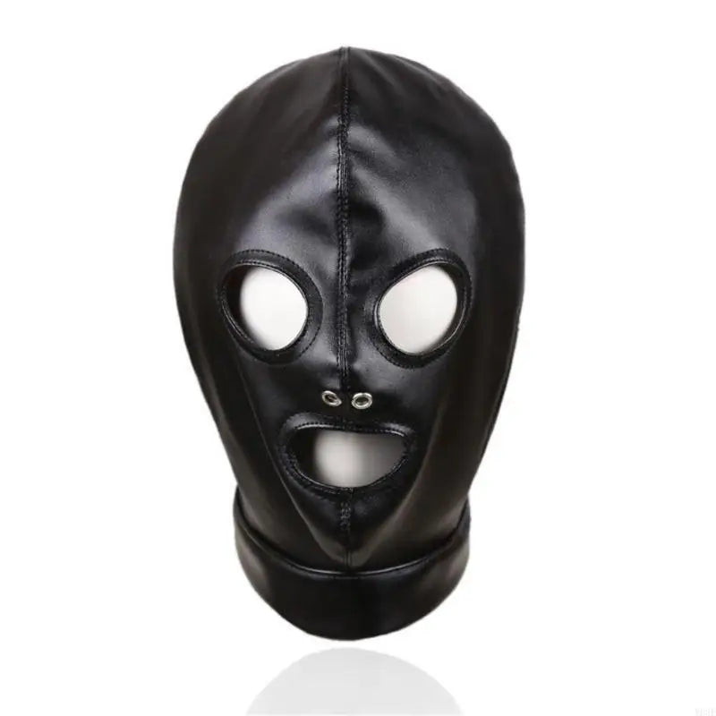 PU Balaclava Head Cover – Black | One Size | Eye & Mouth Opening