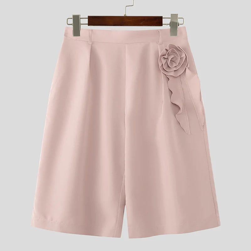 INCERUN Men's Flower Wide Leg Shorts β High Waist Baggy Streetwear | Sβ5XL