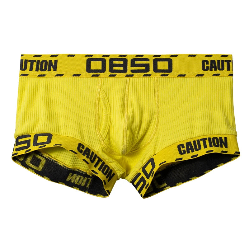 Caution Print Boxer Short – Black, Blue & Yellow | M–2XL | Cotton & Lycra