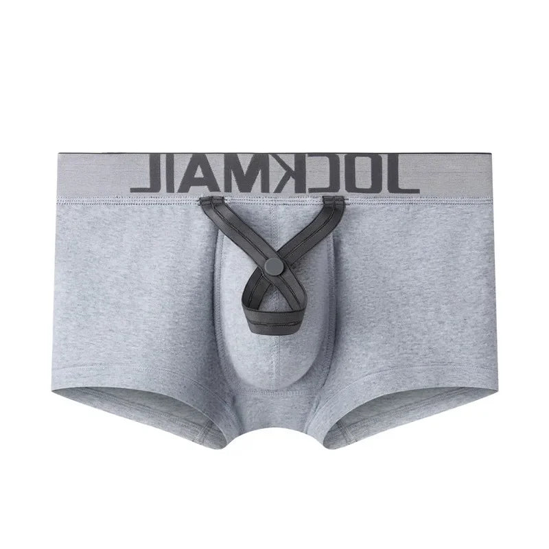 Low-Rise Boxer Brief with Inner Ring – Black, Gray & White | M–2XL | Cotton & Lycra