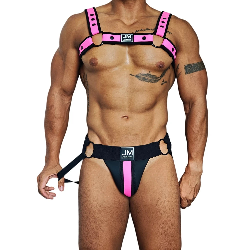 Neoprene Harness & Jockstrap Set – 7 Colours | One Size | Neoprene & Elastane