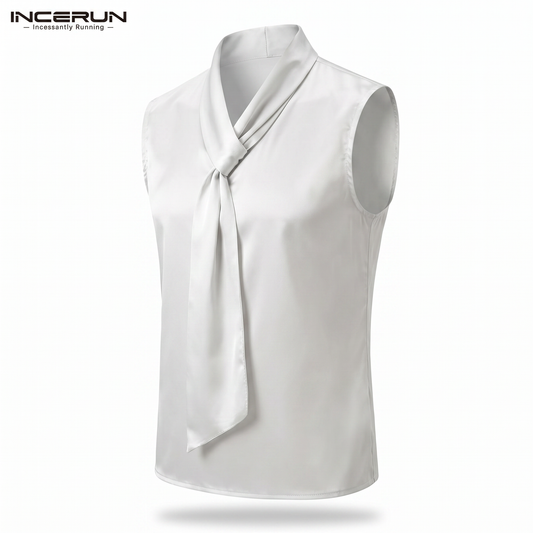 See-Through Sleeveless Shirt – Gray, Black & White | S–5XL