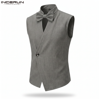 Bowknot Sleeveless Oversized Top – Gray, Khaki & Dark Blue | S–5XL