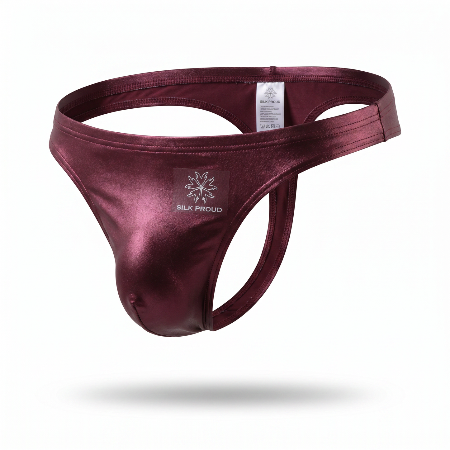 Metallic Look Thong – Grey, Black & Burgundy | S–2XL | Polyester & Lycra