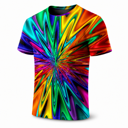 Rainbow 3D Print T-Shirt – Centered | S–5XL | Polyester