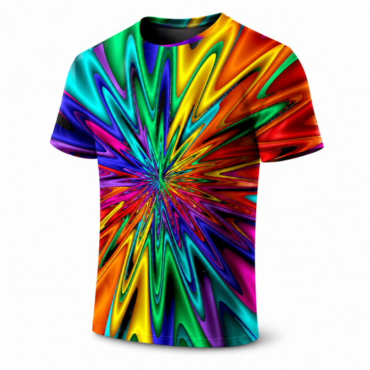 Rainbow 3D Print T-Shirt – Centered | S–5XL | Polyester