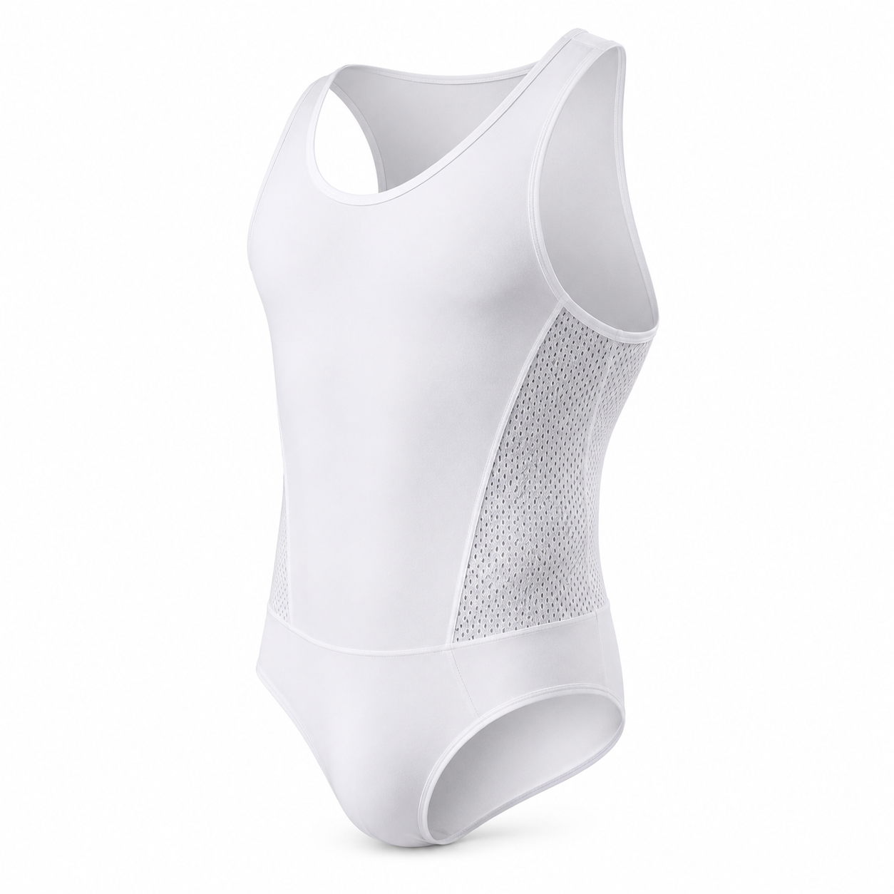 One-Piece Bodysuit Swimwear – White, Gray & Black | S–XL | Nylon & Elastane