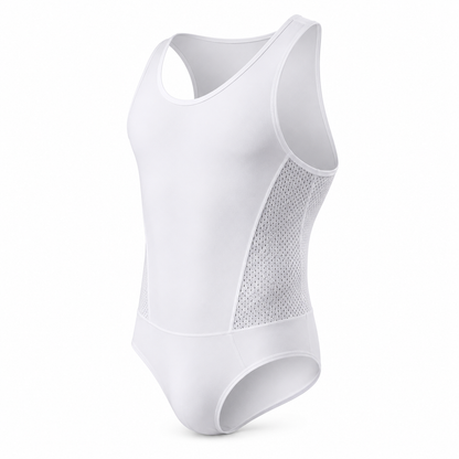 One-Piece Bodysuit Swimwear – White, Gray & Black | S–XL | Nylon & Elastane