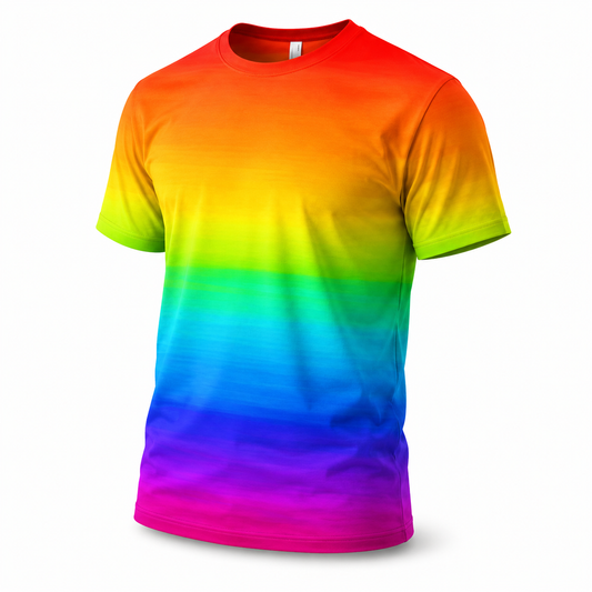 Rainbow Stripe 3D Print T-Shirt – Horzontal | S–5XL | Polyester