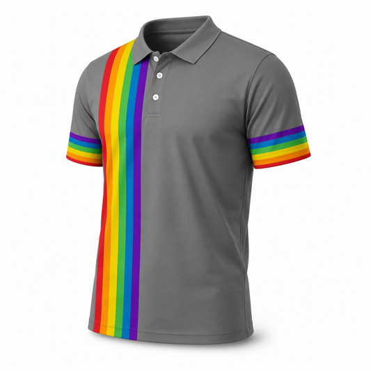 Rainbow Graphic Polo Shirt – 5 Colours | S–5XL | Polyester