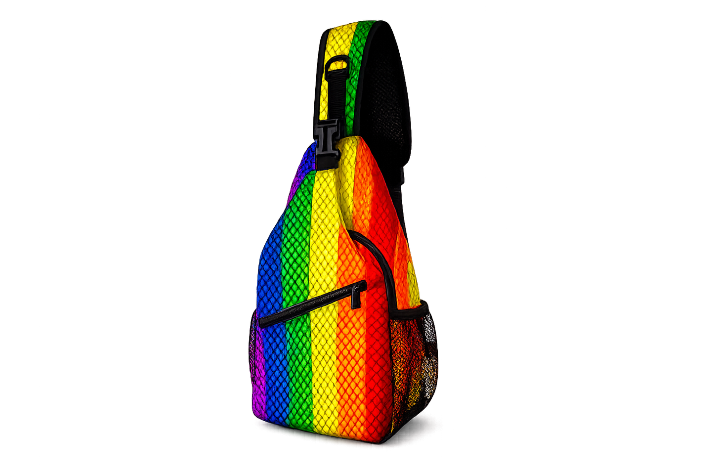 Rainbow Stripe Sling Bag – Crossbody | Lightweight Polyester