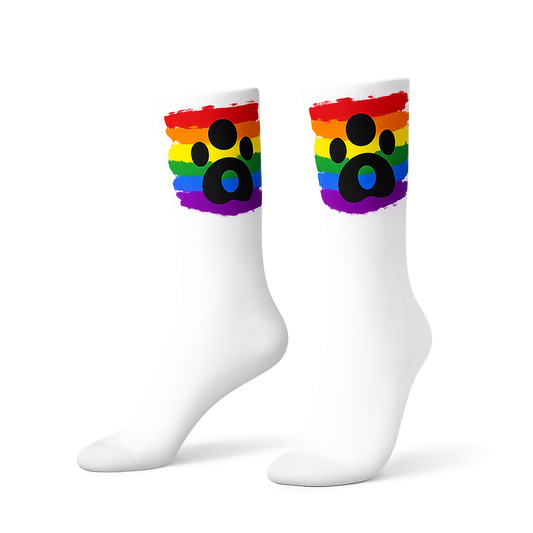Pride Graphic Crew Socks – White | One Size | Polyester