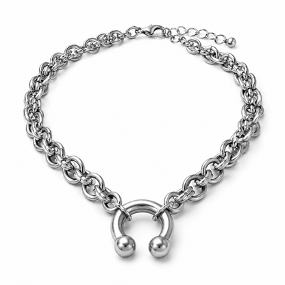 Nose Ring Pendant Necklace – Point & Round | Stainless Steel | Punk