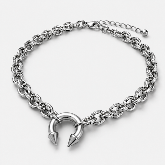 Nose Ring Pendant Necklace – Point & Round | Stainless Steel | Punk