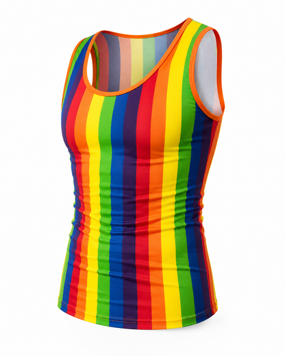 Rainbow Stripe Tank Top & Shorts Set – 5 Sizes | Polyester | Pride