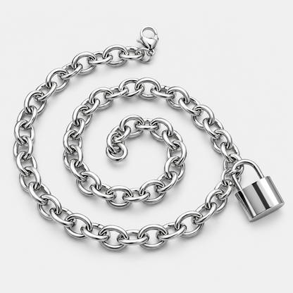 Sterling Silver Lock Pendant Necklace – 45cm | 925 Silver | Classic