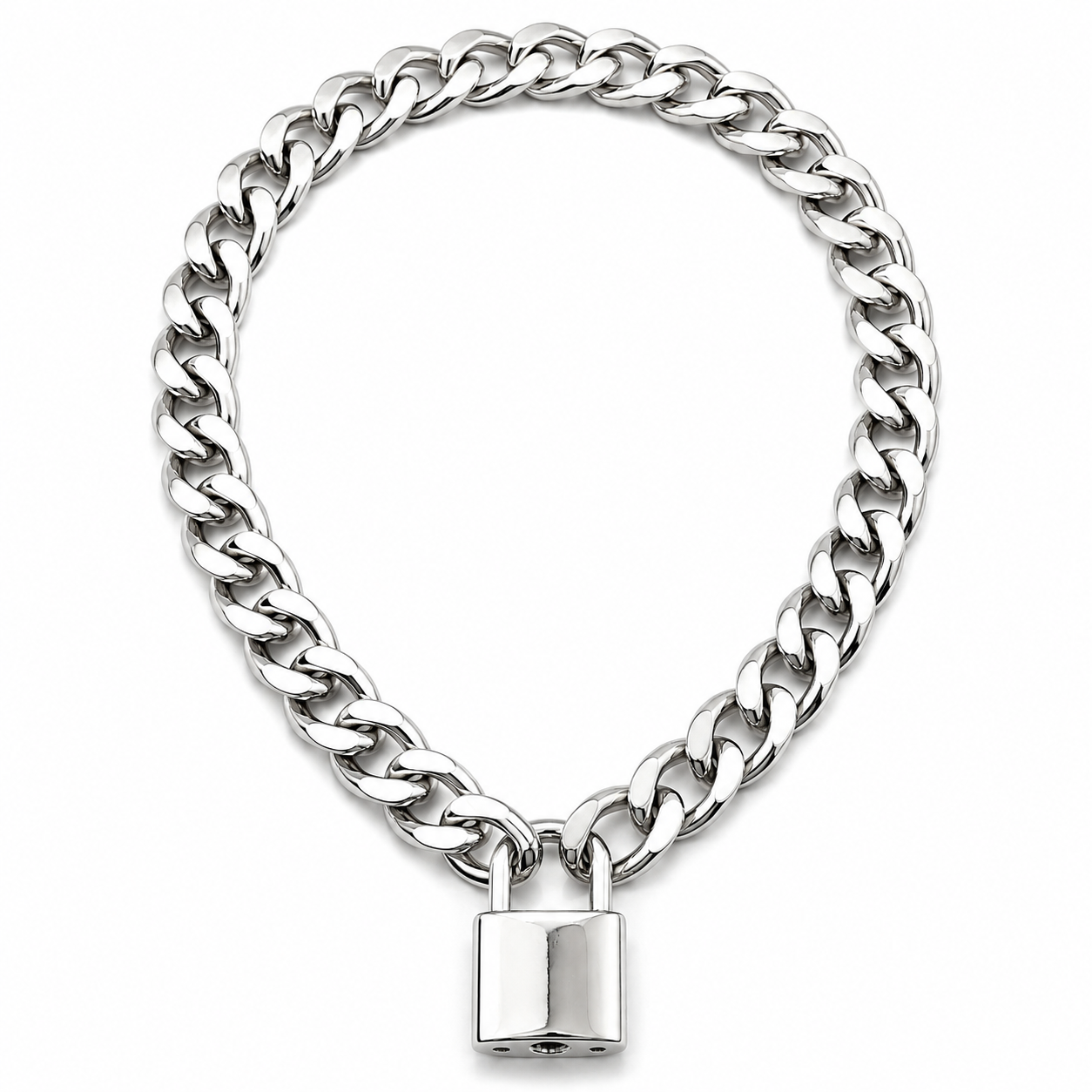 Padlock Pendant Chain Necklace – Silver & Gold | Aluminium Alloy | Vintage