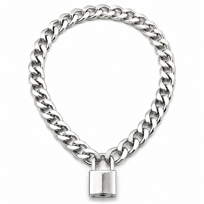 Padlock Pendant Chain Necklace – Silver & Gold | Aluminium Alloy | Vintage